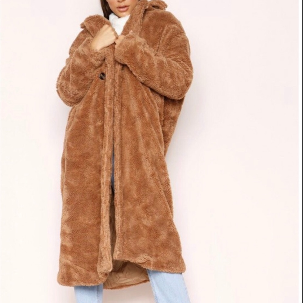 Brown Teddy Coat from Missy Empire